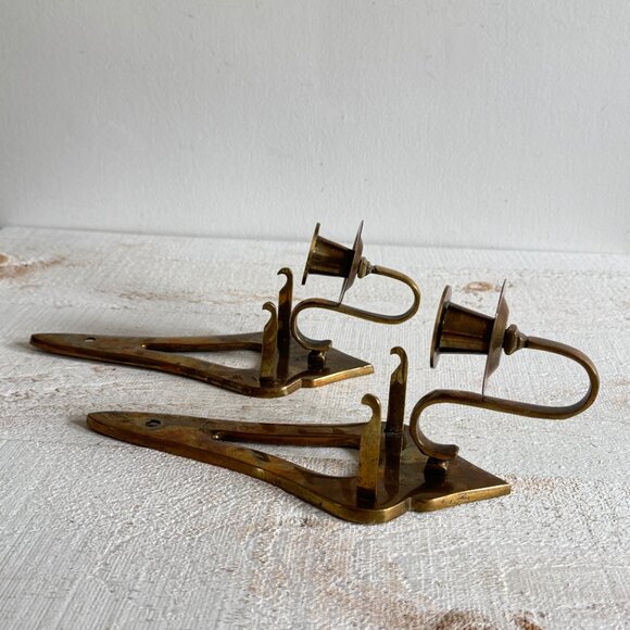 Vintage Brass Candlestick Sconces - Picture 12 of 12